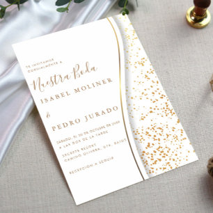 Elegante Romantische Goldene Nuestra Boda Spanisch Einladung