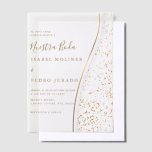 Elegante Romantische Goldene Nuestra Boda Spanisch Pergament Einladungen