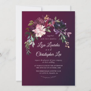 Elegante romantische Herbstblumenhochzeit Einladung