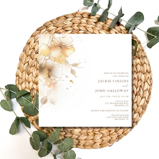 Elegante romantische Herbstblumenhochzeit Einladung