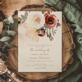 Elegante romantische Herbstblumenhochzeit Einladung