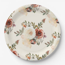 Elegante romantische Herbstblumenhochzeit Pappteller