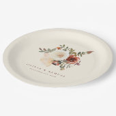 Elegante romantische Herbstblumenhochzeit Pappteller (Schrägansicht)