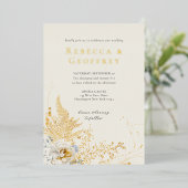 Elegante romantische Hochzeit der Fern Rose Floral Folieneinladung (Stehend vorne)