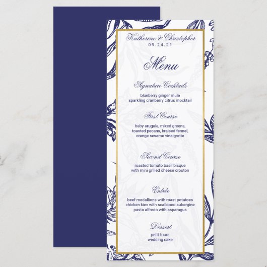 Elegante romantische Hochzeit der Navy Blue Gold B Programm (Vorne/Hinten)