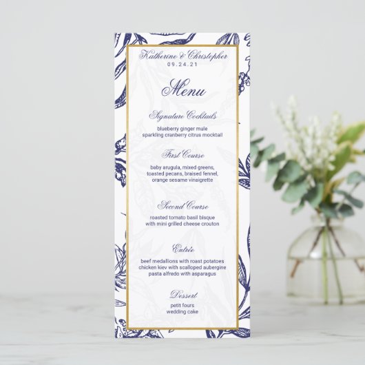 Elegante romantische Hochzeit der Navy Blue Gold B Programm (Stehend Vorderseite)
