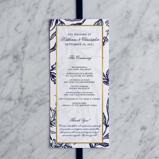 Elegante romantische Hochzeit der Navy Blue Gold B Programm