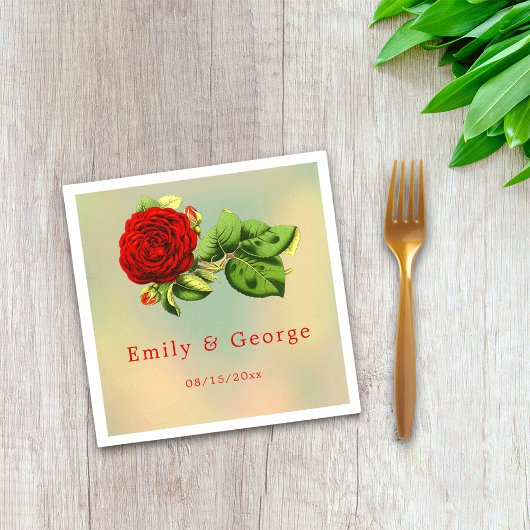 Elegante romantische Hochzeit der Rote Rose Serviette