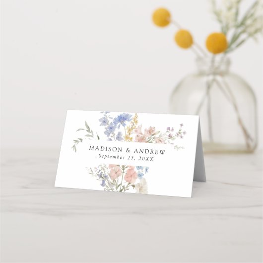 Elegante romantische Hochzeit der Wasserfarben Platzkarte (Rückseite)