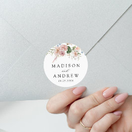 Elegante romantische Hochzeit der Wasserfarben Runder Aufkleber