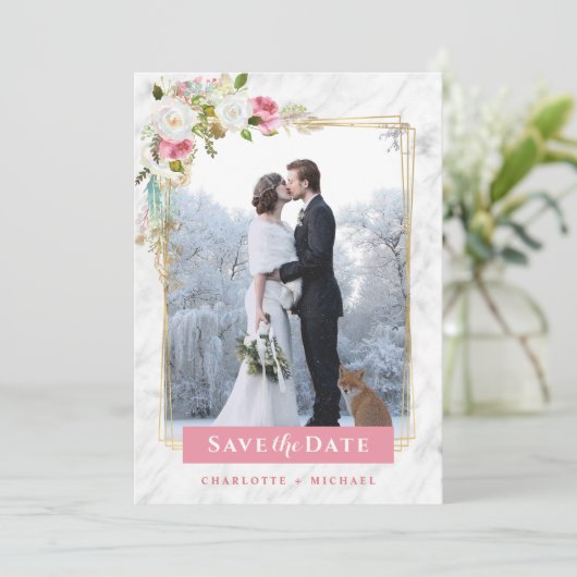 Elegante romantische Hochzeit der Wasserfarben Save The Date (Stehend Vorderseite)
