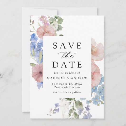 Elegante romantische Hochzeit der Wasserfarben Save The Date (Vorderseite)