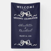 Elegante romantische Hochzeit marineblaues Band &  Banner (Vertikal)