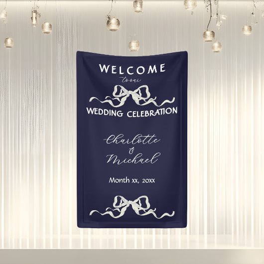 Elegante romantische Hochzeit marineblaues Band &  Banner