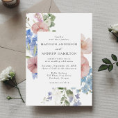 Elegante romantische Hochzeit mit Aquarellfarben Einladung