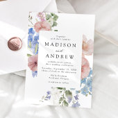 Elegante romantische Hochzeit mit Aquarellfarben Einladung