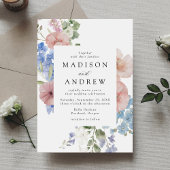 Elegante romantische Hochzeit mit Aquarellfarben Einladung