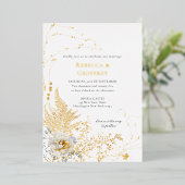 Elegante romantische Hochzeit mit floraler Wasserf Folieneinladung (Stehend vorne)