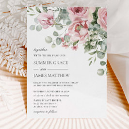 Elegante romantische Hochzeit mit weichem Rosa Einladung