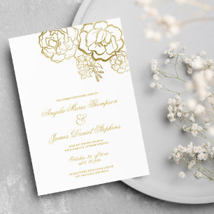 Elegante romantische Hochzeit mit weißem Gold Einladung