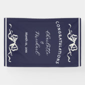 Elegante romantische Hochzeit Navy-Schleife Gratul Banner (Horizontal)