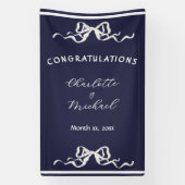 Elegante romantische Hochzeit Navy-Schleife Gratul Banner (Vertikal)