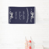 Elegante romantische Hochzeit Navy-Schleife Gratul Banner (InSitu)