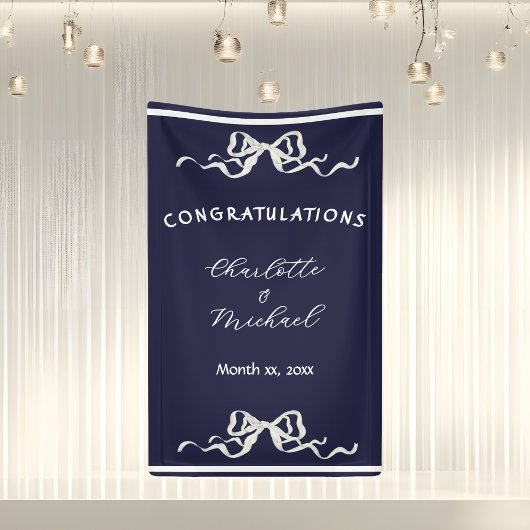Elegante romantische Hochzeit Navy-Schleife Gratul Banner