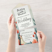 Elegante romantische Hochzeit von Braut und Groom All In One Einladung (Abreißen)