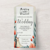 Elegante romantische Hochzeit von Braut und Groom All In One Einladung (Innen Boden)