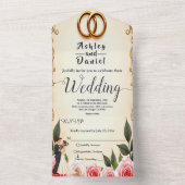 Elegante romantische Hochzeit von Braut und Groom All In One Einladung (Innen Boden)