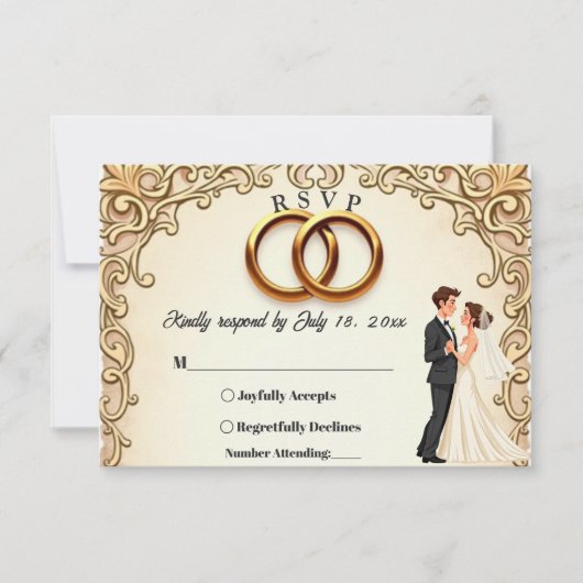 Elegante romantische Hochzeit von Braut und Groom RSVP Karte (Vorderseite)
