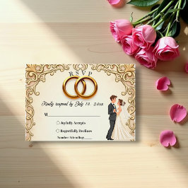 Elegante romantische Hochzeit von Braut und Groom RSVP Karte