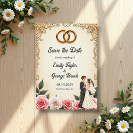 Elegante romantische Hochzeit von Braut und Groom Save The Date