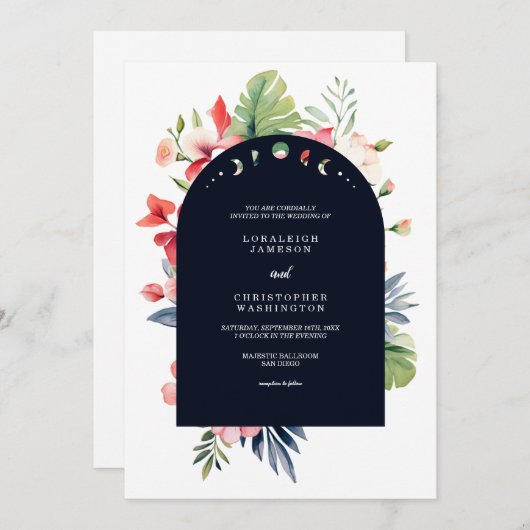 Elegante romantische Hochzeitsfeier Einladung (Vorne/Hinten)