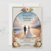 Elegante Romantische Hochzeitsreise am Strand Einladung (Vorderseite)