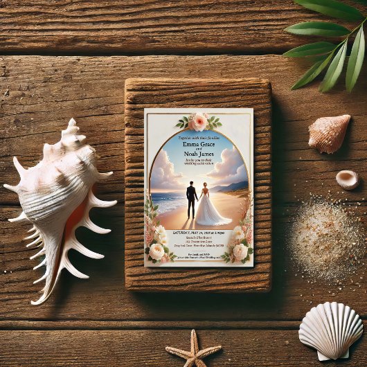 Elegante Romantische Hochzeitsreise am Strand Einladung