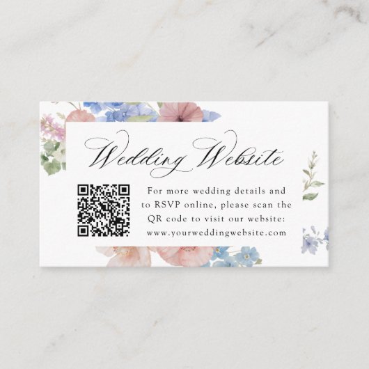 Elegante romantische Hochzeitswebsite Begleitkarte (Vorderseite)