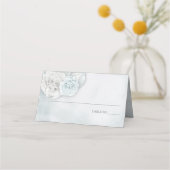 Elegante Romantische Ice Blue Rose Platzkarte (Vorderseite)