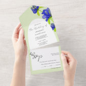 Elegante romantische Iris-Blume handbemalt All In One Einladung (Abreißen)