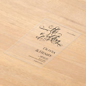 Elegante romantische Kalligrafie-Hochzeit Acryleinladungen (Ablage )