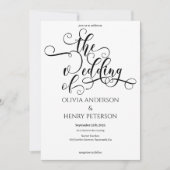 Elegante romantische Kalligrafie-Hochzeit Einladung (Vorderseite)