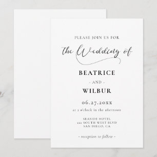 Elegante romantische Kalligrafie-Hochzeit Einladung