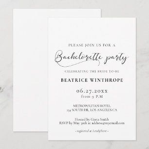 Elegante romantische Kalligrafie Junggesellinnen-A Einladung