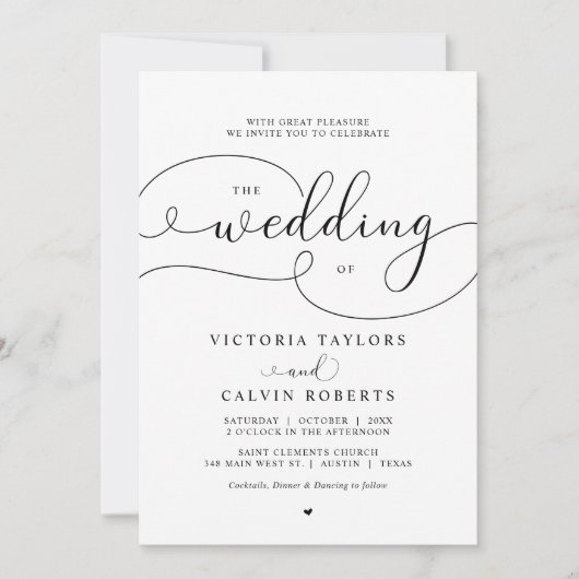 Elegante Romantische Kalligrafie Script Wedding In Einladung (Vorderseite)