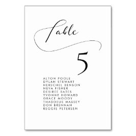 Elegante romantische Kalligrafiekarten Tischnummer