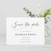 Elegante romantische Kalligraphie Save The Date (Stehend Vorderseite)