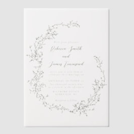 Elegante romantische Kranz Botanische Blumenhochze Pergament Einladungen