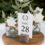 Elegante Romantische Laurel Monogram Wedding Tischnummer<br><div class="desc">Mit Monogramm Hochzeitskarte mit einer Kombination aus klassischem Hochzeitsskript und eleganter Serife,  Grün und schwarzen Schriftart auf weißem Hintergrund.</div>