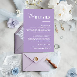 Elegante Romantische Lila Details Einschlusskarte Begleitkarte